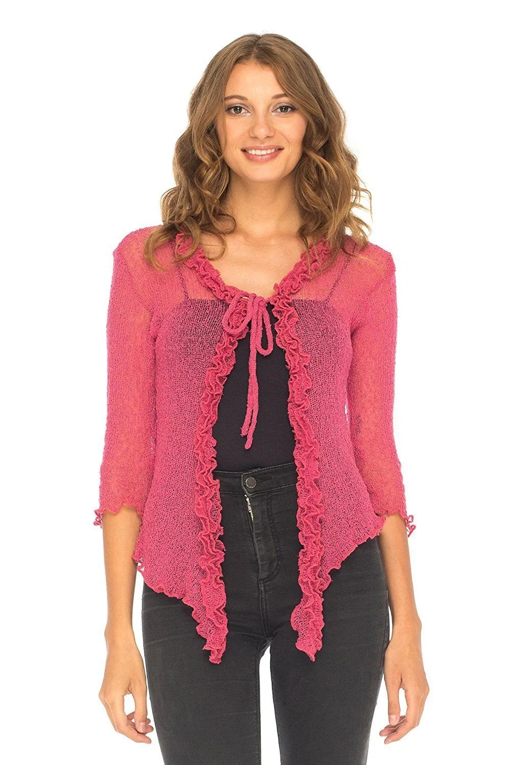 Sheer Shrug Cardigan - Lightweight Knit by SHU-SHI
