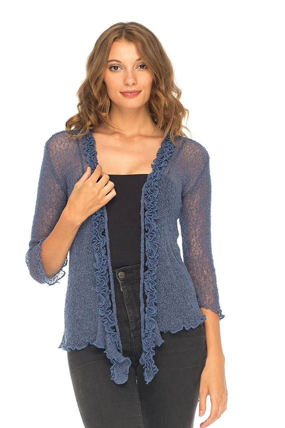 Sheer Shrug Cardigan - Lightweight Knit by SHU-SHI
