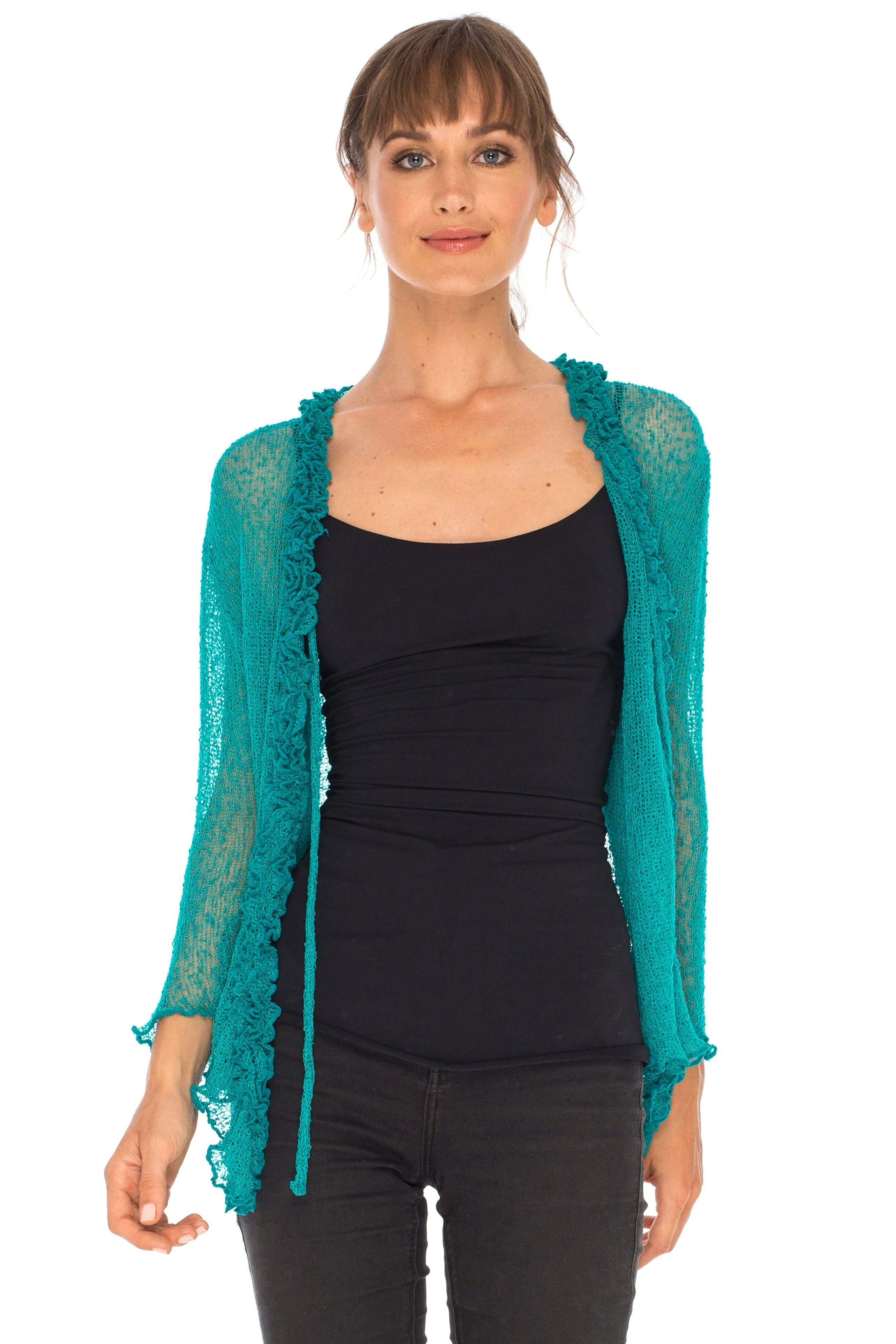 Sheer Shrug Cardigan - Lightweight Knit by SHU-SHI