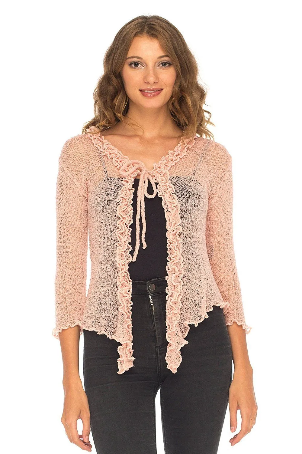 Sheer Shrug Cardigan - Lightweight Knit by SHU-SHI