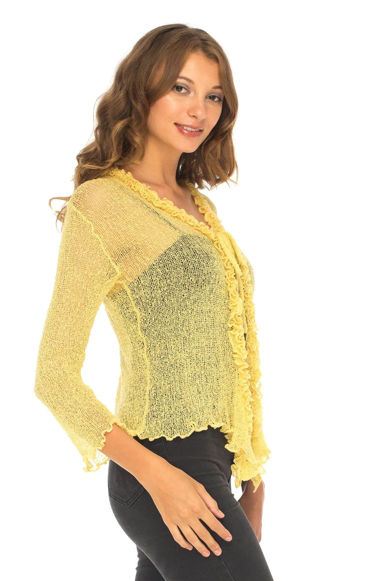 Sheer Shrug Cardigan - Lightweight Knit by SHU-SHI