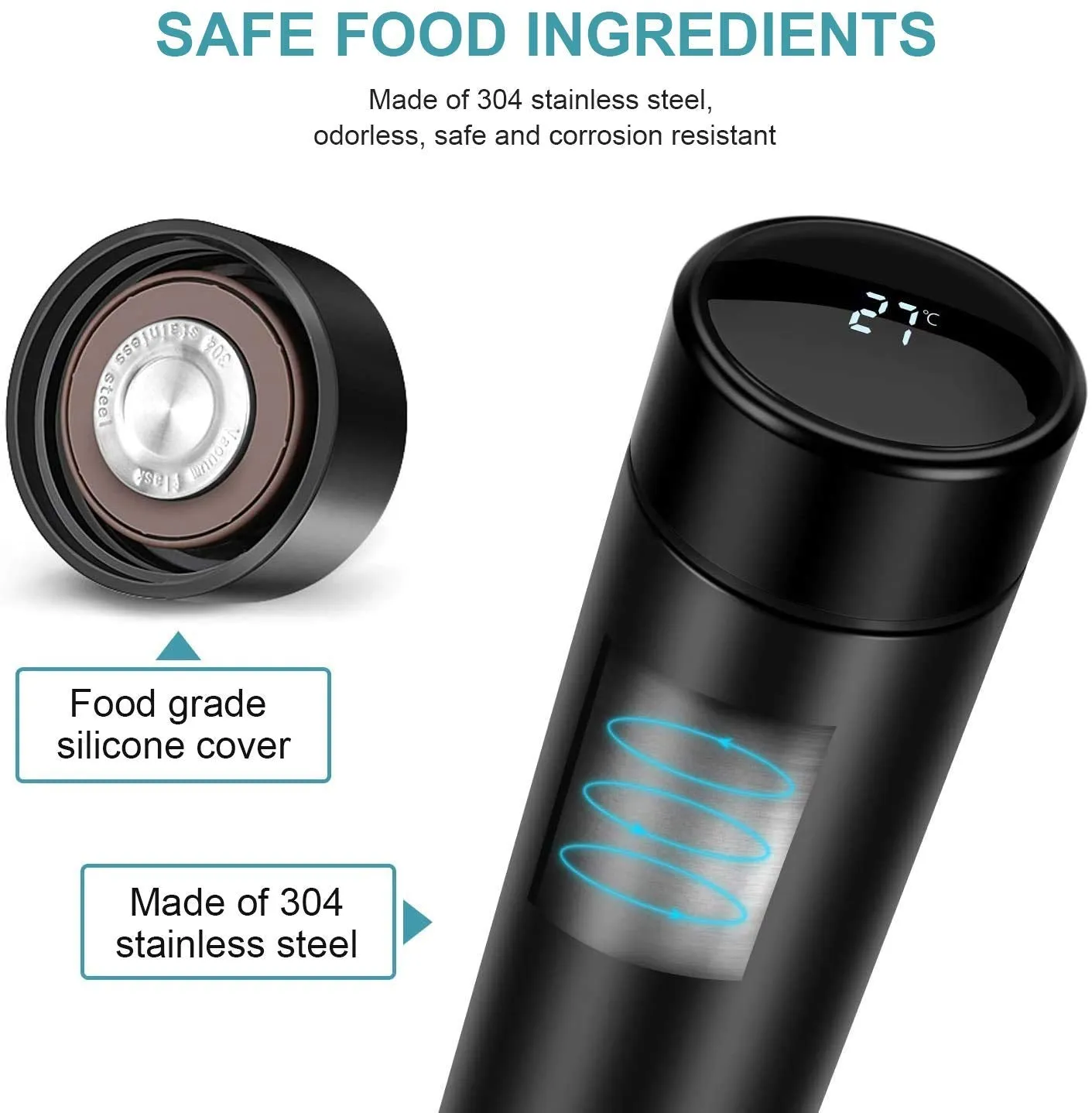 Smart LED Temperature Display Flask 500ML RANDOM COLOUR