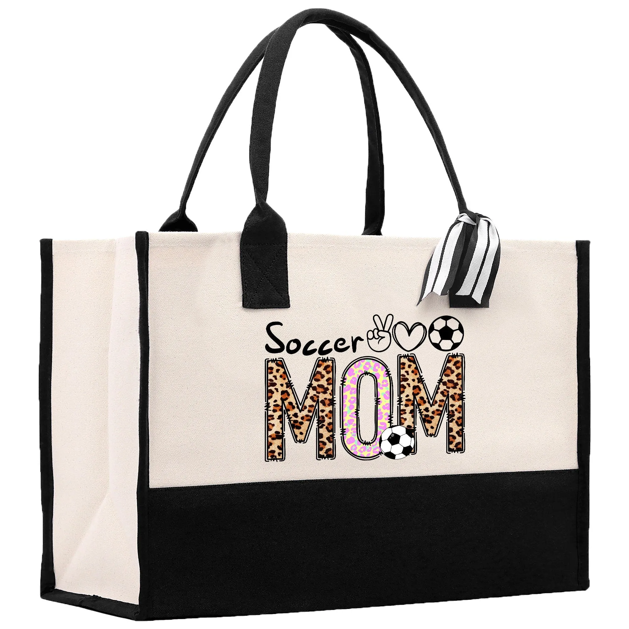 Soccer Mom Sports Cotton Canvas Tote Bag Gift for Soccer Mom Football Lover Mom Gift