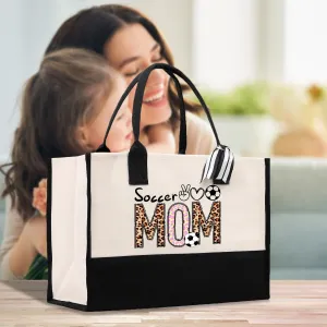 Soccer Mom Sports Cotton Canvas Tote Bag Gift for Soccer Mom Football Lover Mom Gift