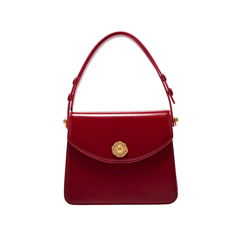 Split Leather Square Versatile Crossbody Shoulder Bag