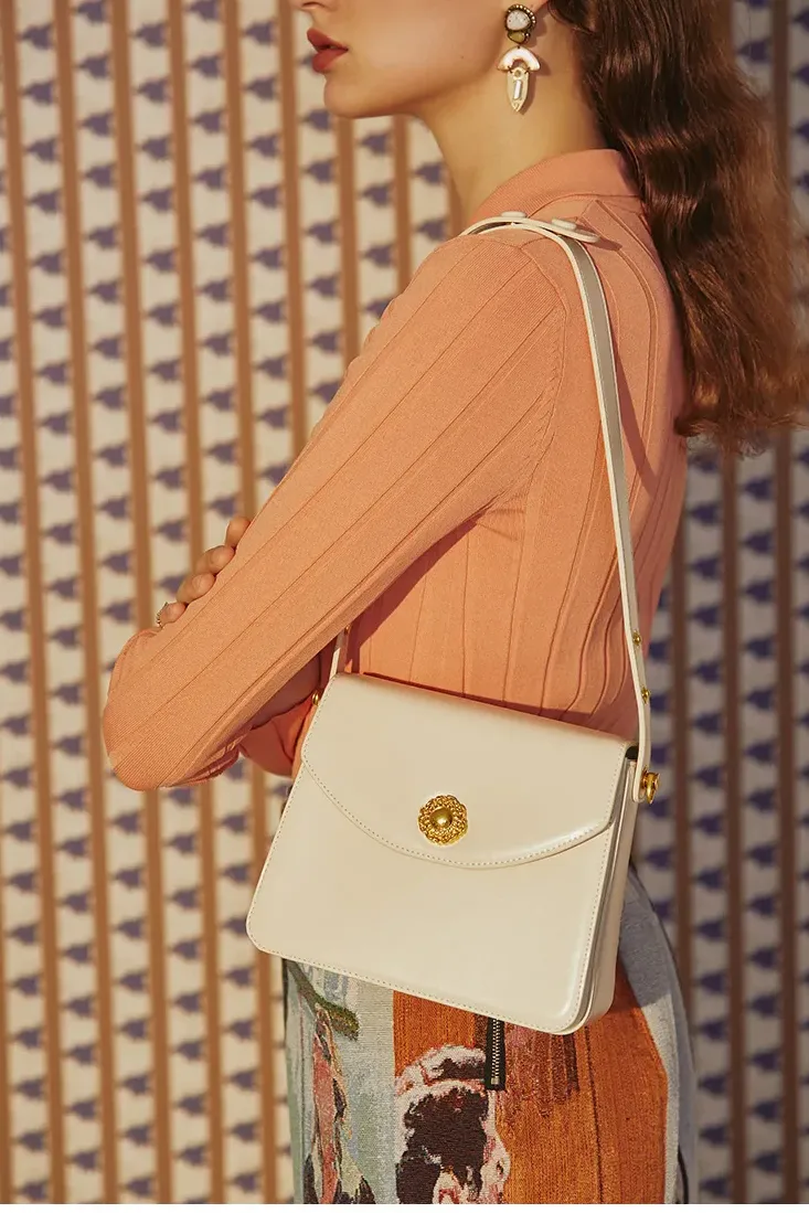 Split Leather Square Versatile Crossbody Shoulder Bag