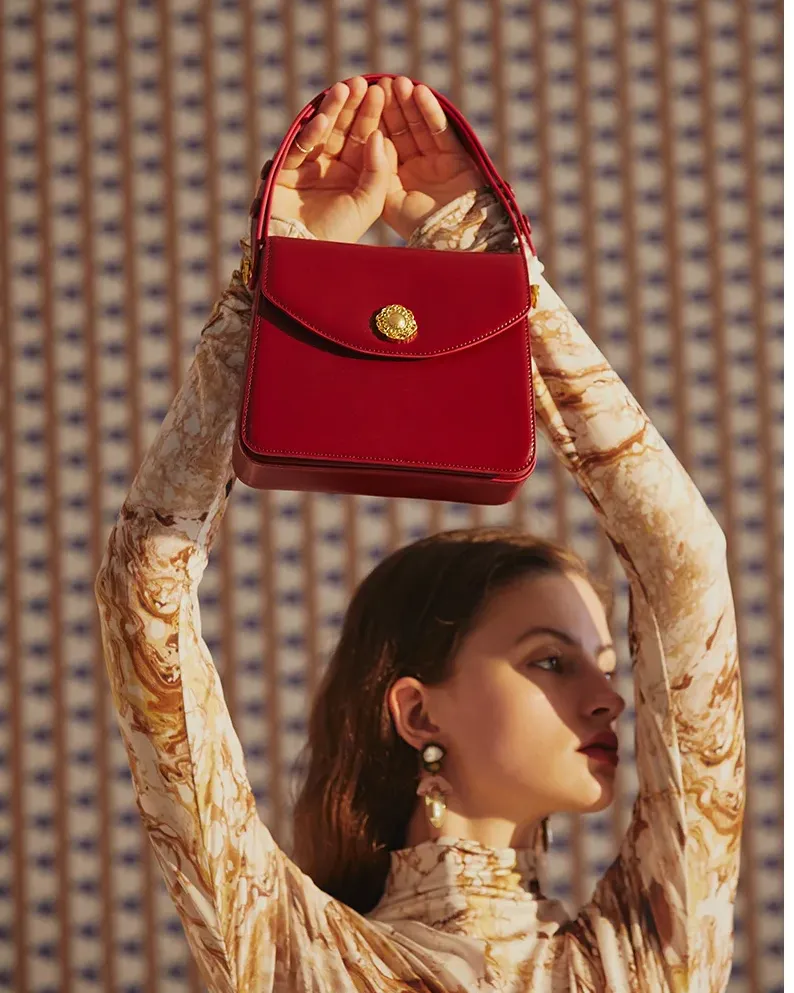 Split Leather Square Versatile Crossbody Shoulder Bag