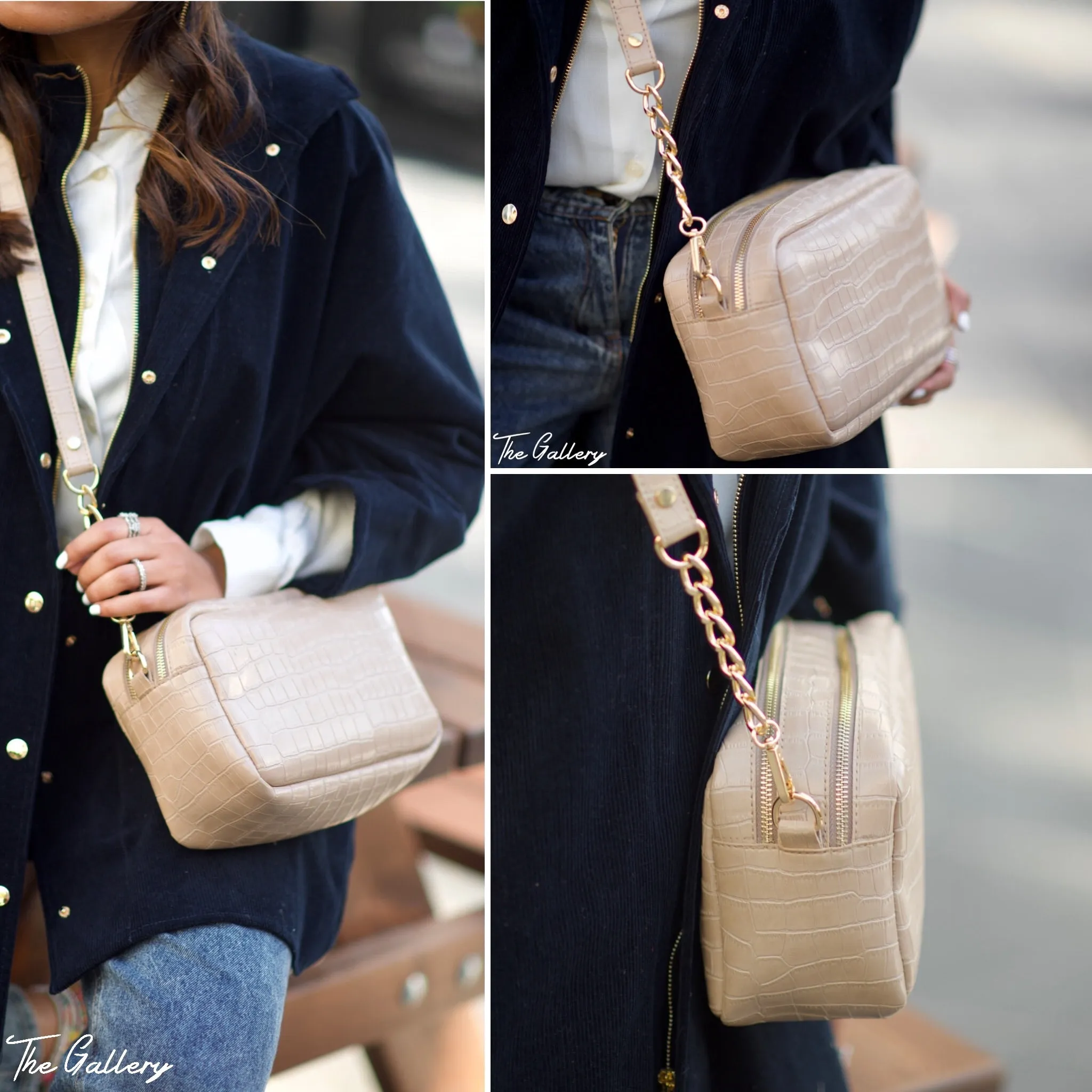 Square crossbody leather bag