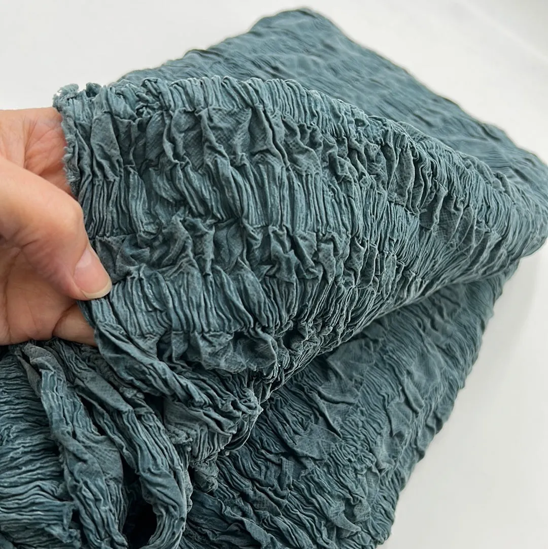Stretch Viscose Blouse Weight, Teal Crinkle (WDW1943)