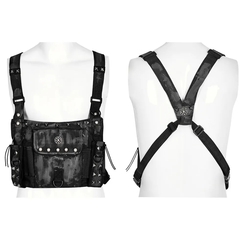 Stylish Male Punk Camouflage Studded Shoulder Bag
