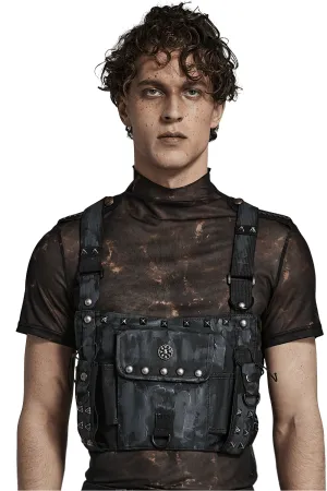 Stylish Male Punk Camouflage Studded Shoulder Bag