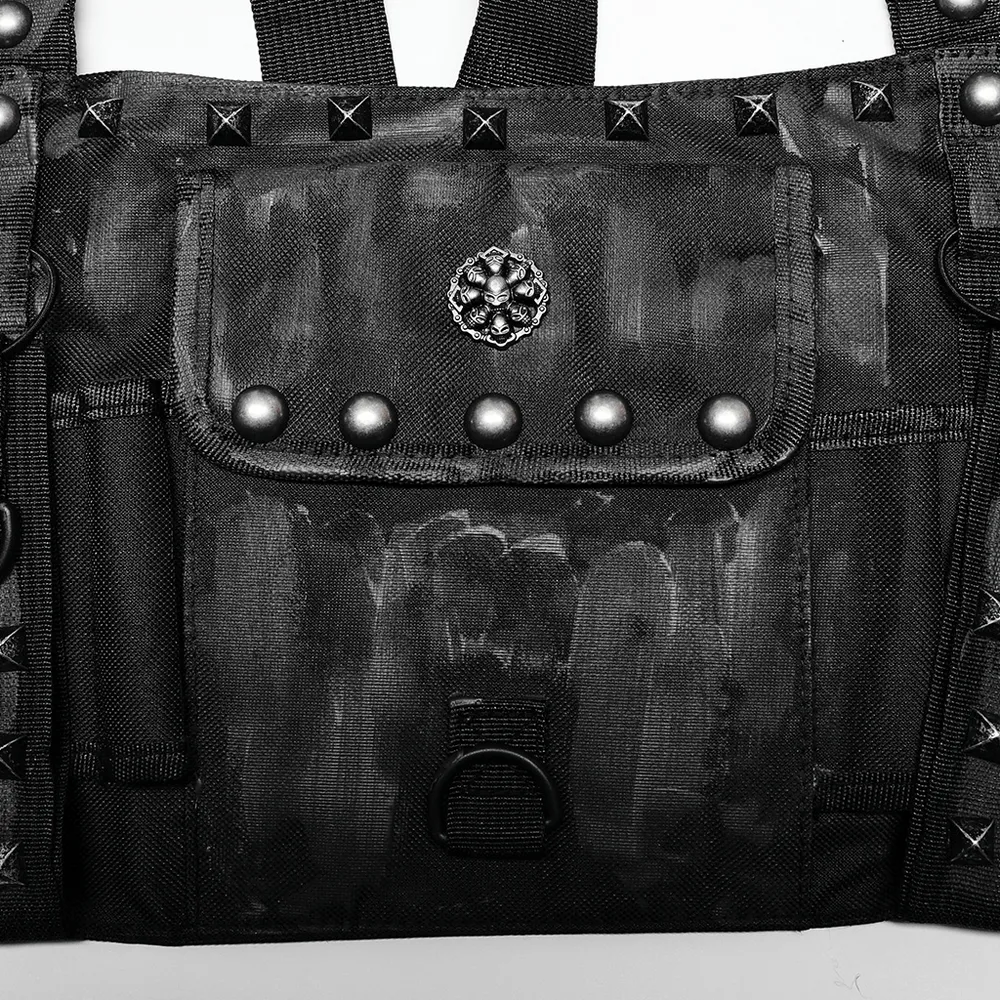Stylish Male Punk Camouflage Studded Shoulder Bag