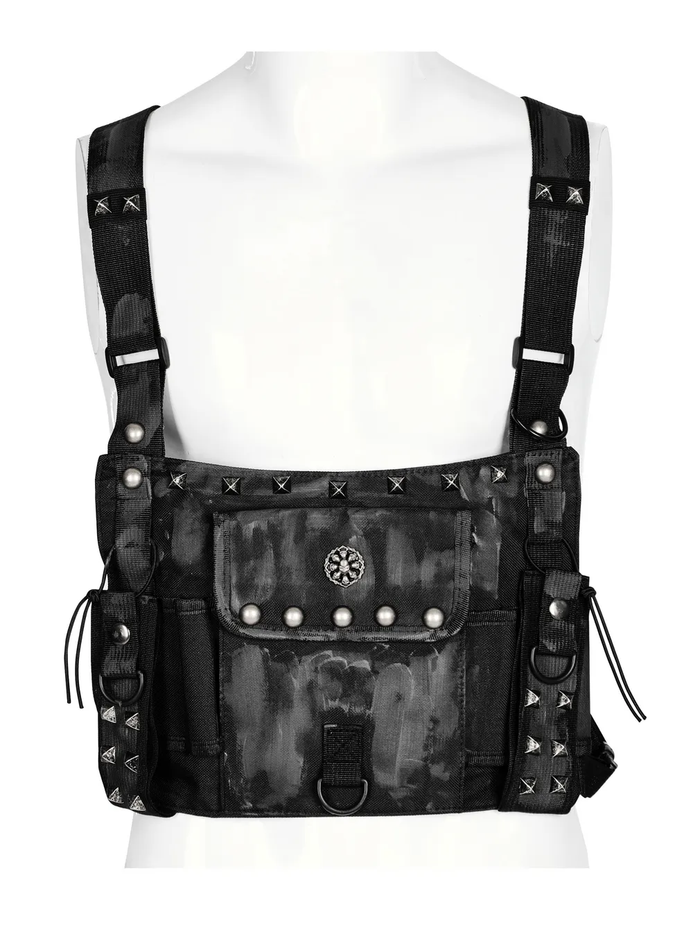 Stylish Male Punk Camouflage Studded Shoulder Bag