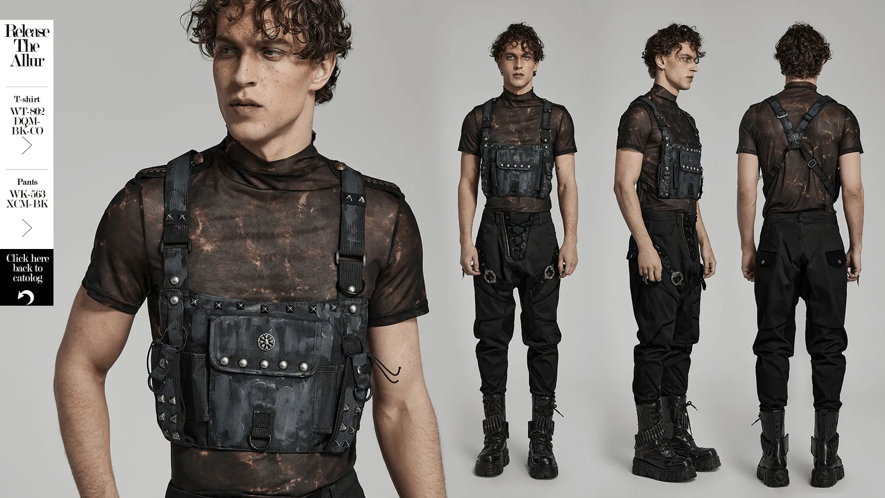 Stylish Male Punk Camouflage Studded Shoulder Bag