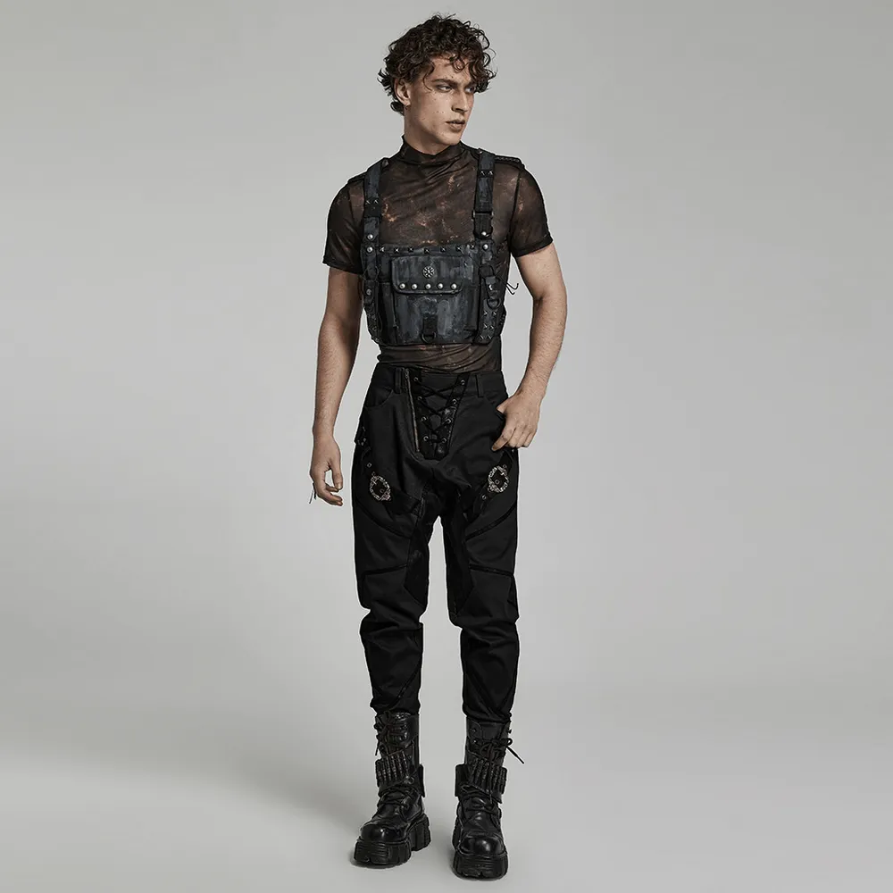 Stylish Male Punk Camouflage Studded Shoulder Bag