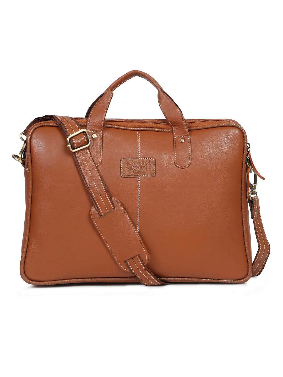 Teakwood Unisex Tan Leather Laptop Bag