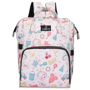 THE CLOWNFISH Baby On Board Series Multipurpose Diaper Bag/Backpack/Nappy Bag/Handbag/Maternity Bag For Baby Essentials with Bottle Organizer & Tissues Dispensing Pocket in Polyester (Light Cream)