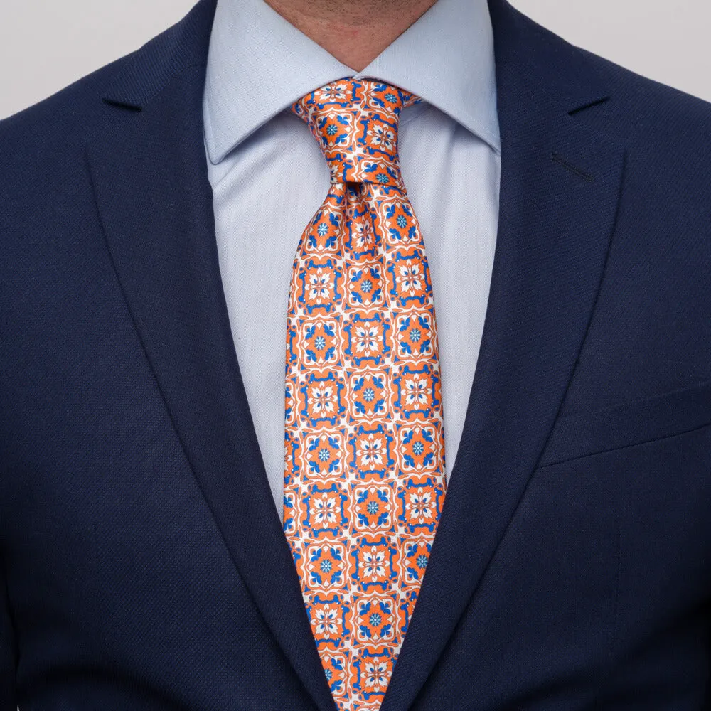 The Majolica of Taormina Orange Duchesse Silk Tie
