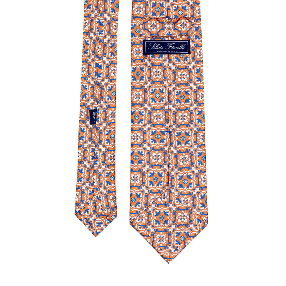 The Majolica of Taormina Orange Duchesse Silk Tie