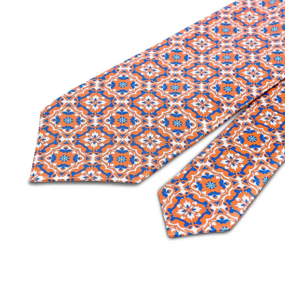 The Majolica of Taormina Orange Duchesse Silk Tie