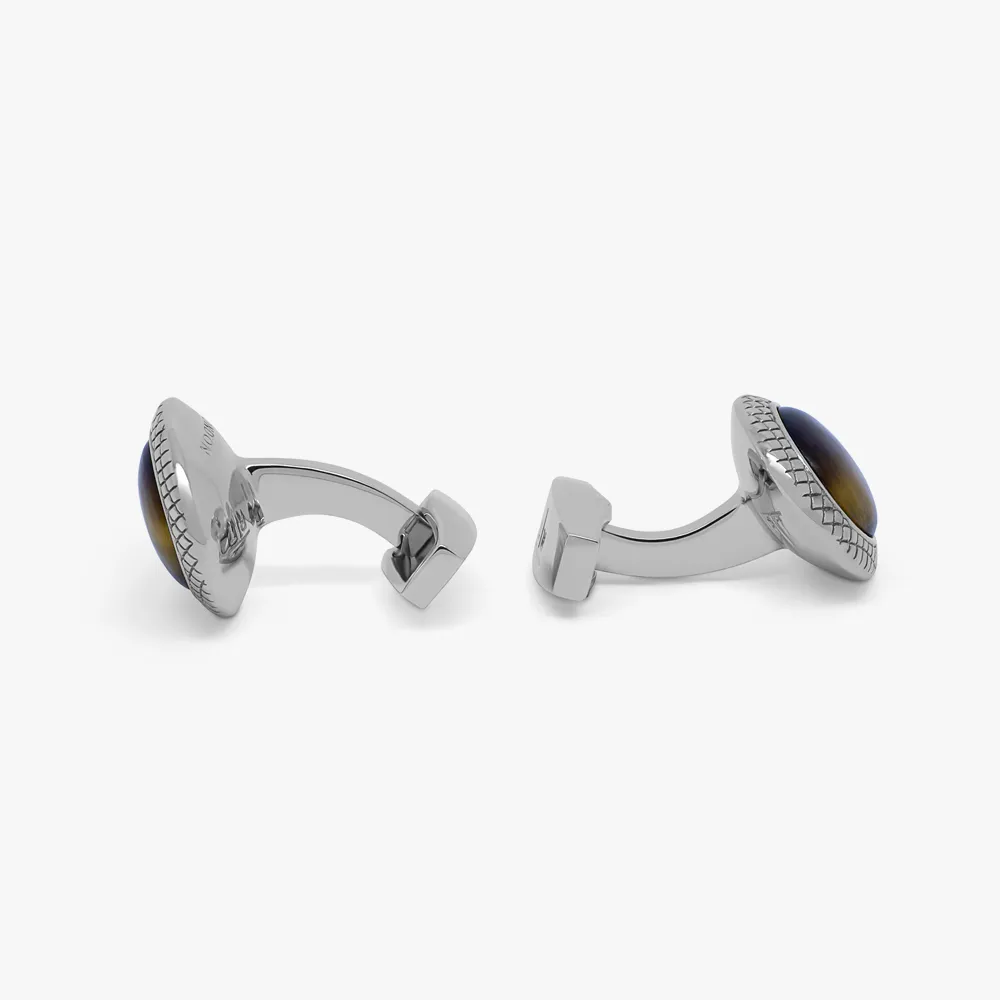 Tiger Eye Bullseye cufflinks Palladium plated