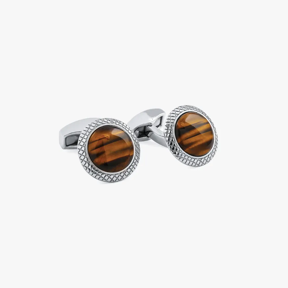 Tiger Eye Bullseye cufflinks Palladium plated