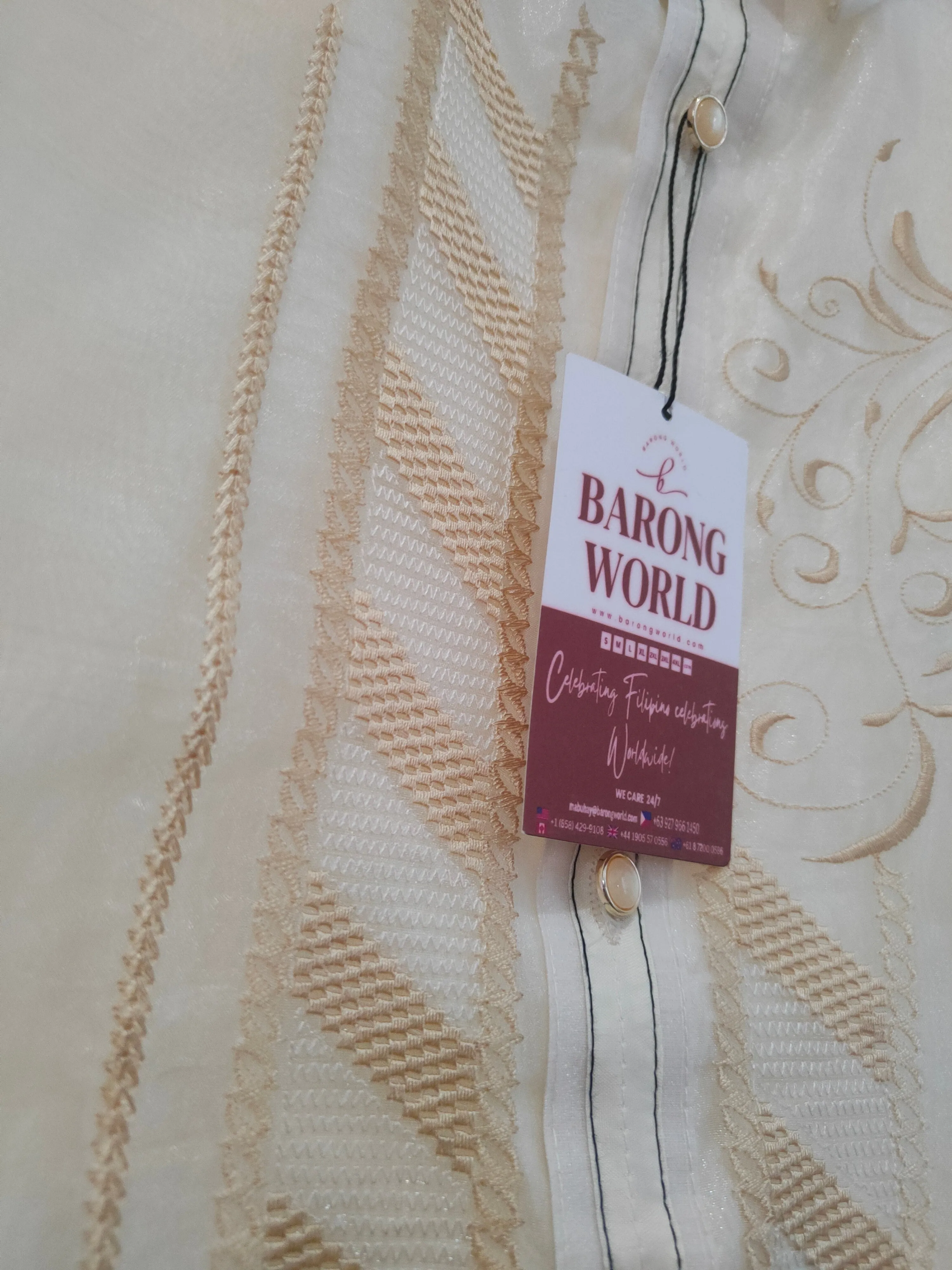 Traditional Heritage Barong Tagalog with Exquisite Embroidery - Vermilion - JN69