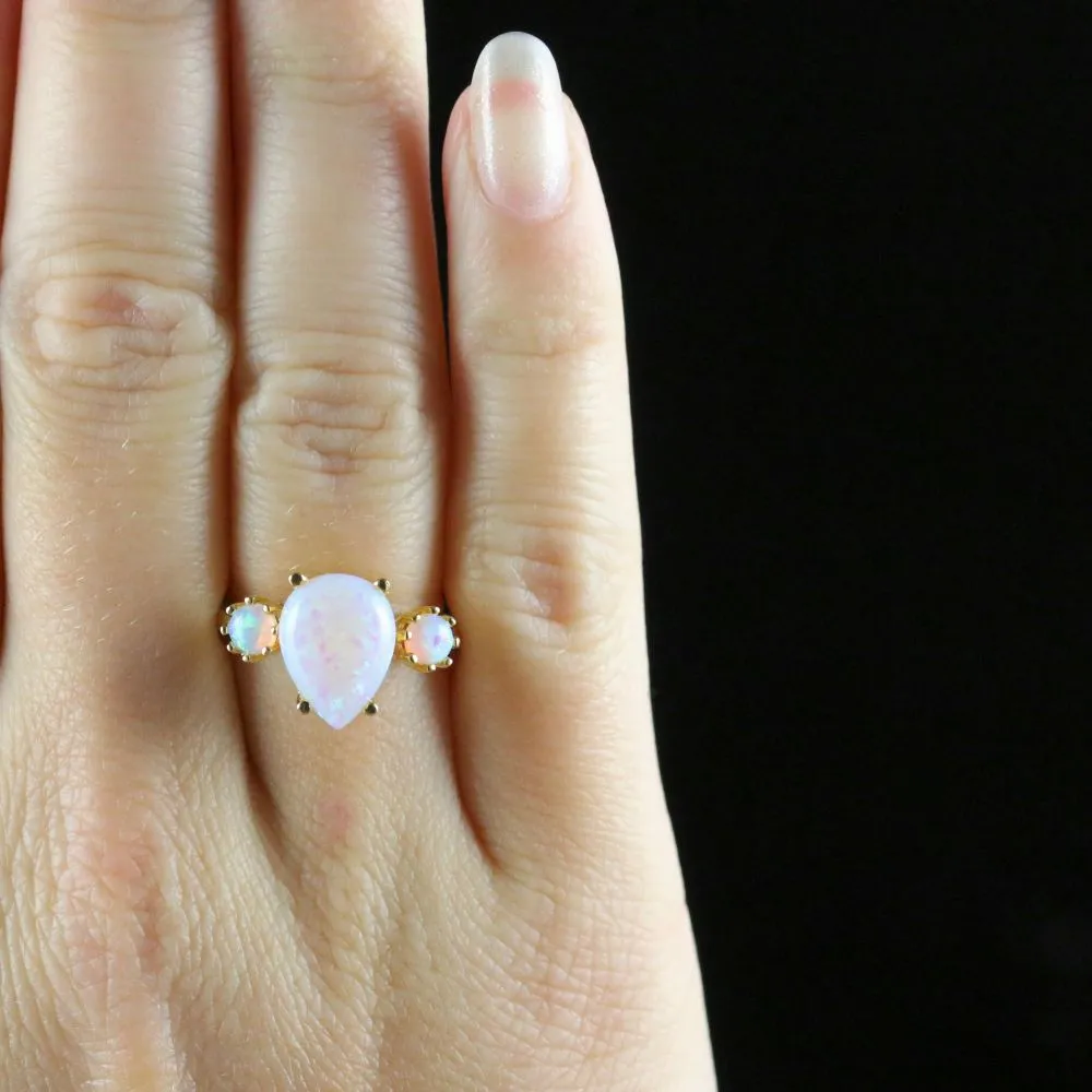 Trilogy Opal Ring 18Ct On Silver