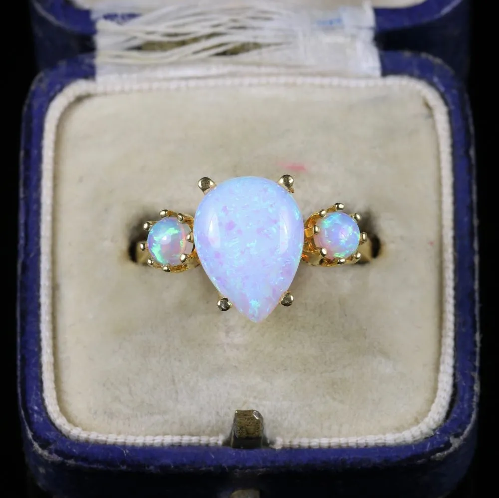 Trilogy Opal Ring 18Ct On Silver