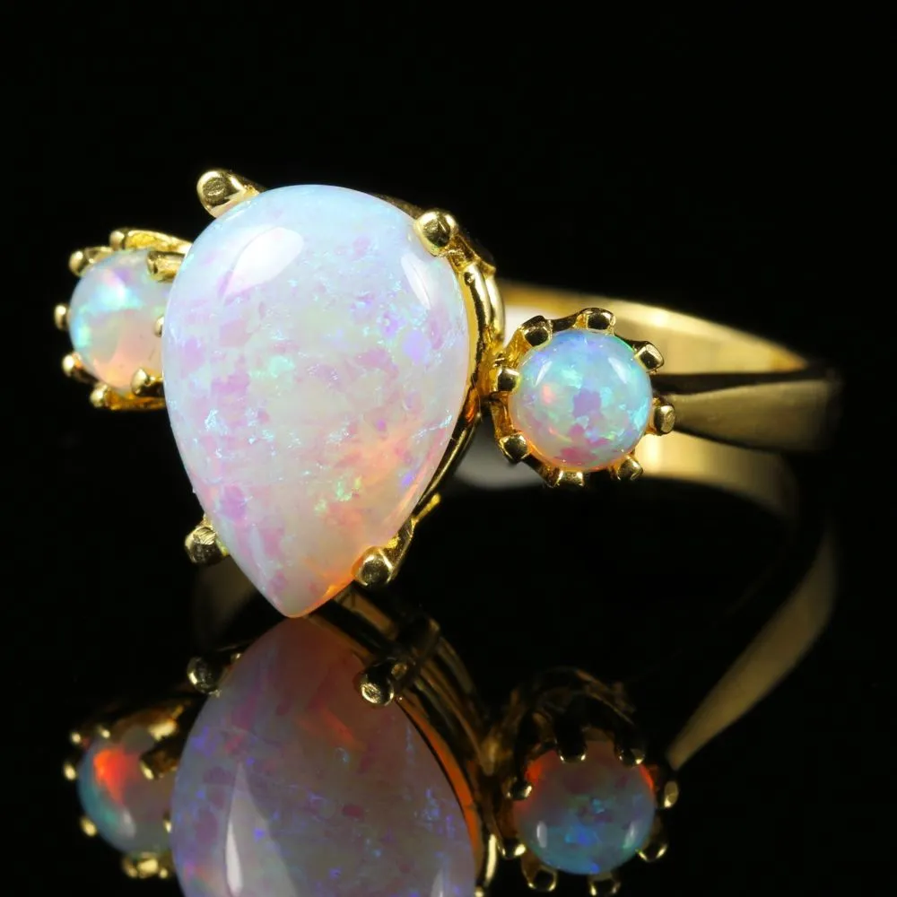 Trilogy Opal Ring 18Ct On Silver
