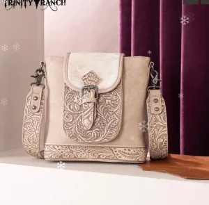 Trinity Ranch Genuine Cowhide Concealed Carry Crossbody in Tan