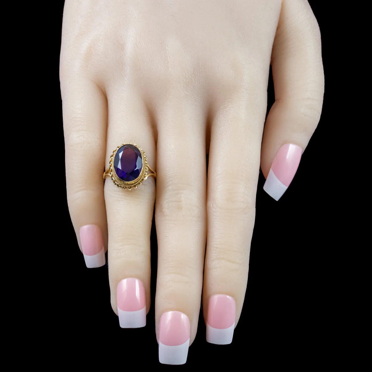 Vintage Amethyst Solitaire Ring 4.5ct Amethyst Dated 1972