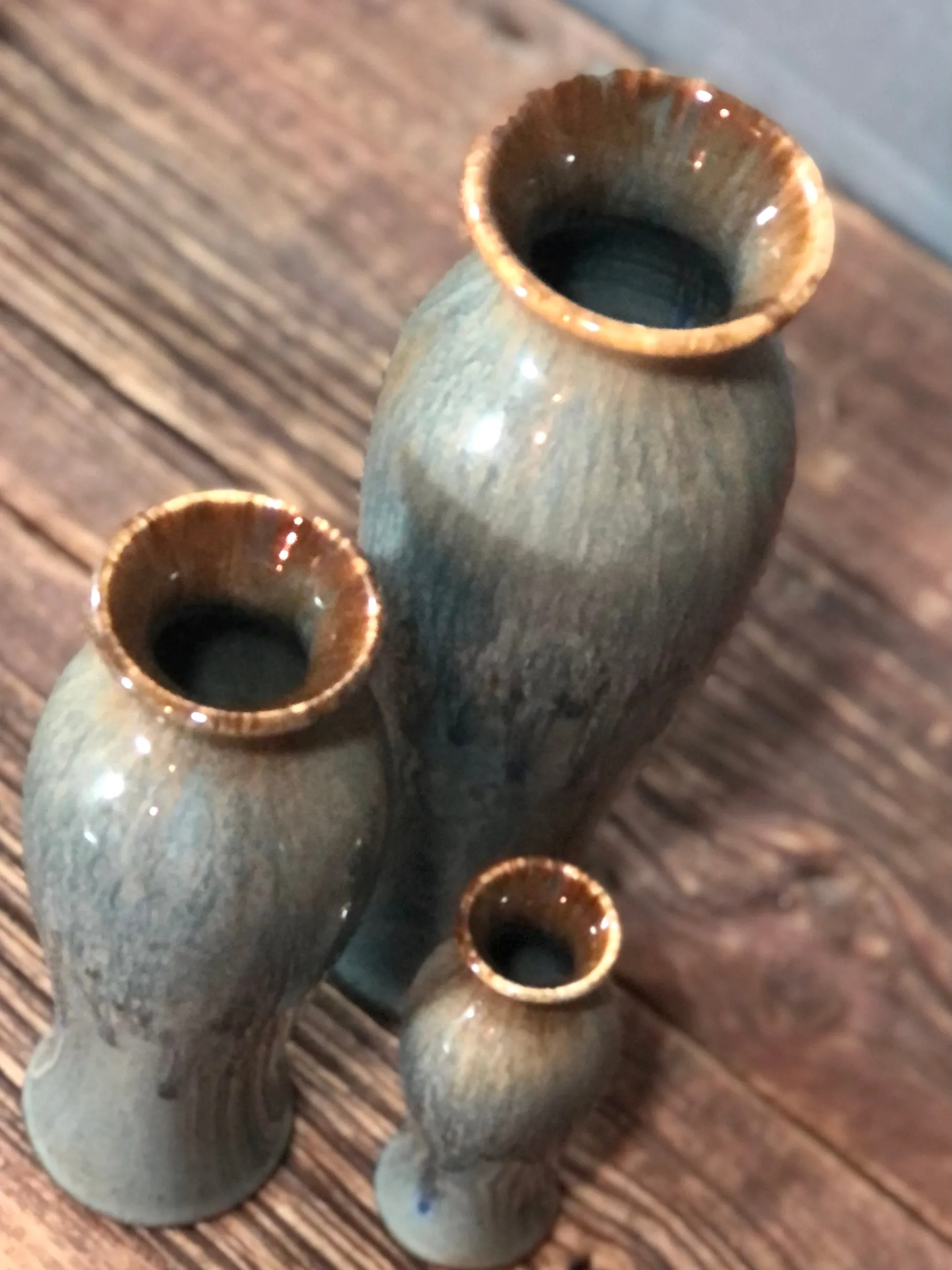 Volcano Blue Wheel Thrown stoneware pottery Vase
