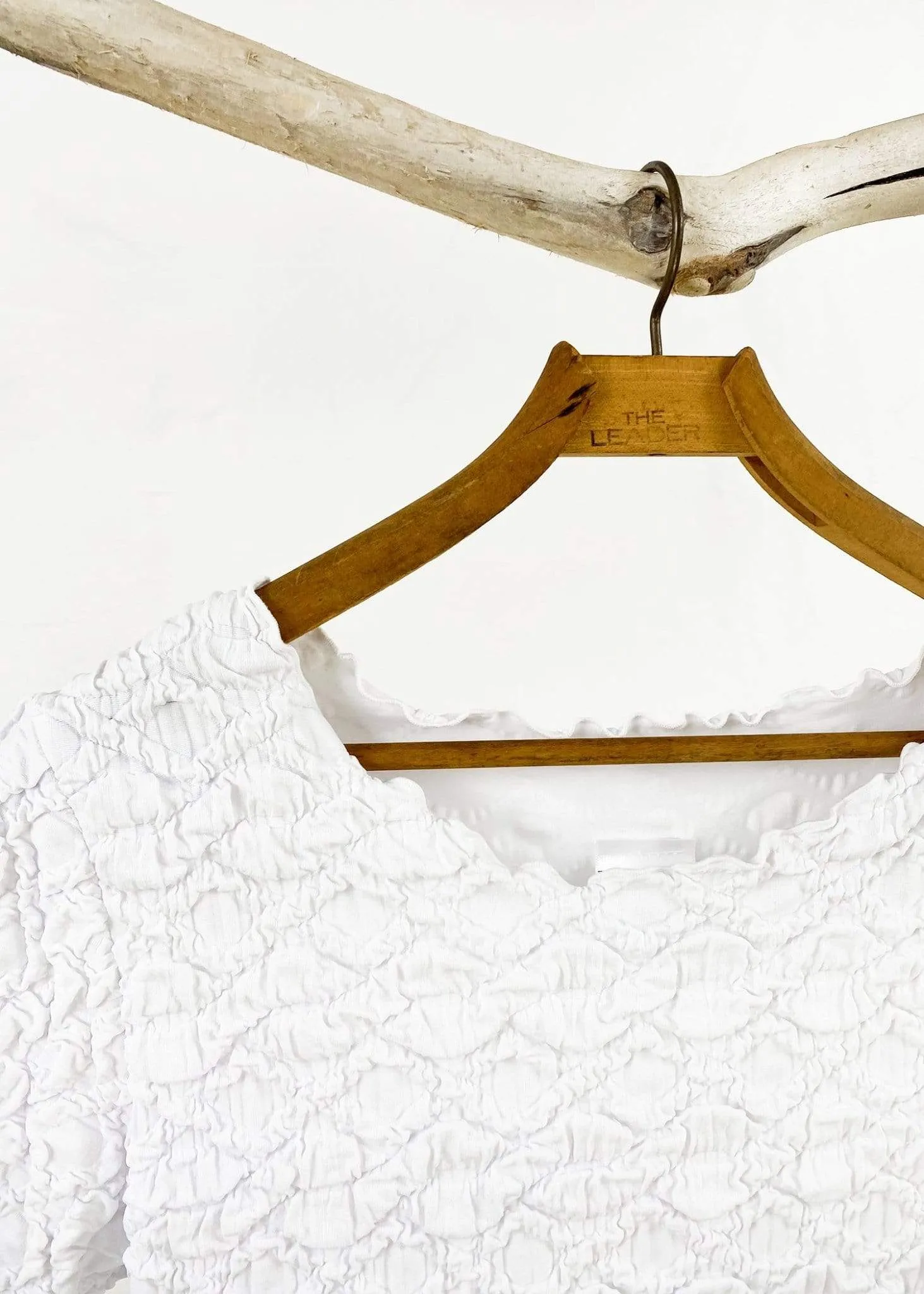 White Cable Short Sleeve Lettuce Tee