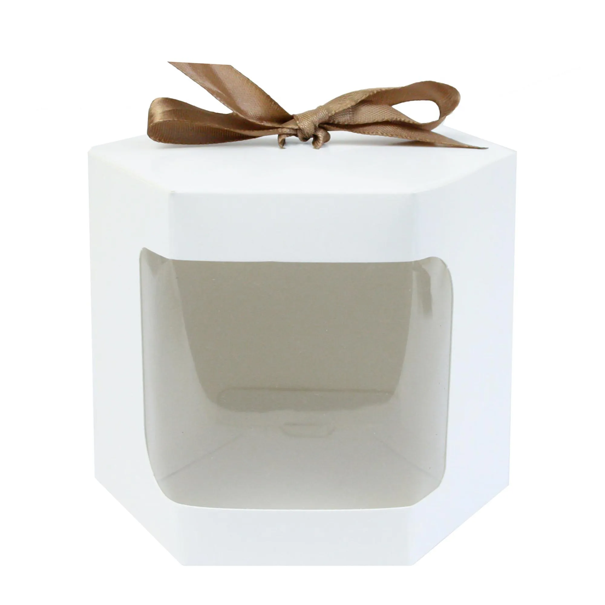 White Hexagon Kraft Gift Boxes Pack of 12 (Sizes Available)