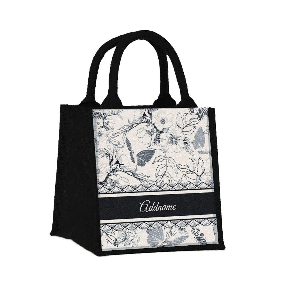Wild Rose Artline Series Jute Tote Bag [FREE Custom Add Name]