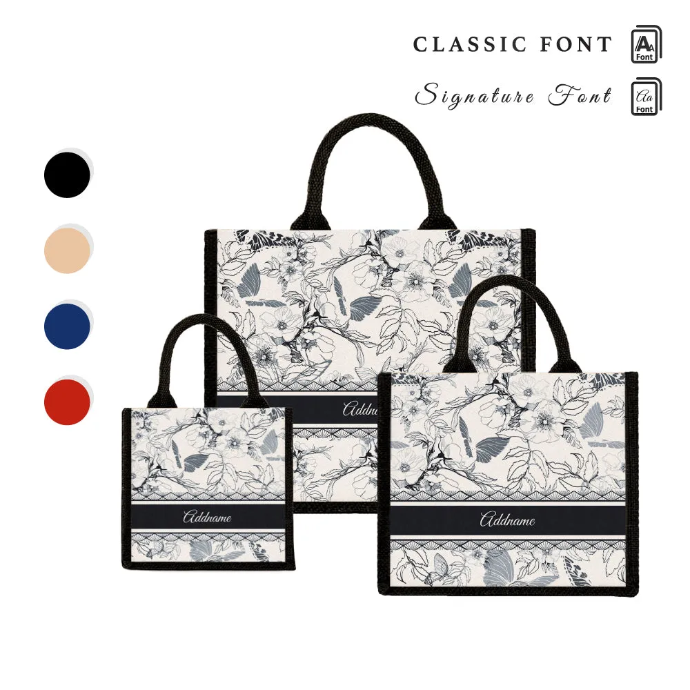 Wild Rose Artline Series Jute Tote Bag [FREE Custom Add Name]