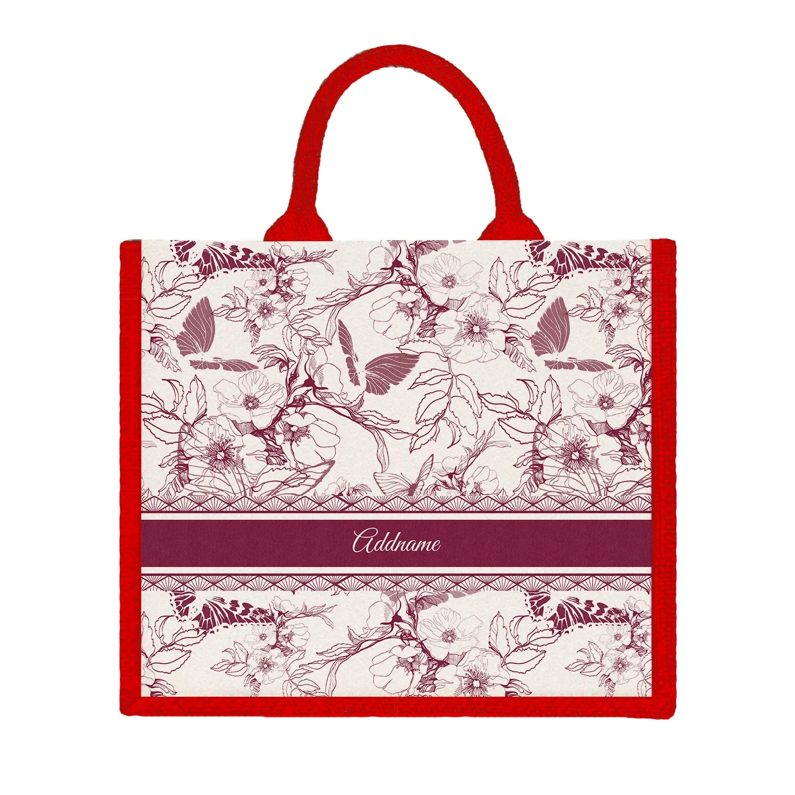 Wild Rose Artline Series Jute Tote Bag [FREE Custom Add Name]