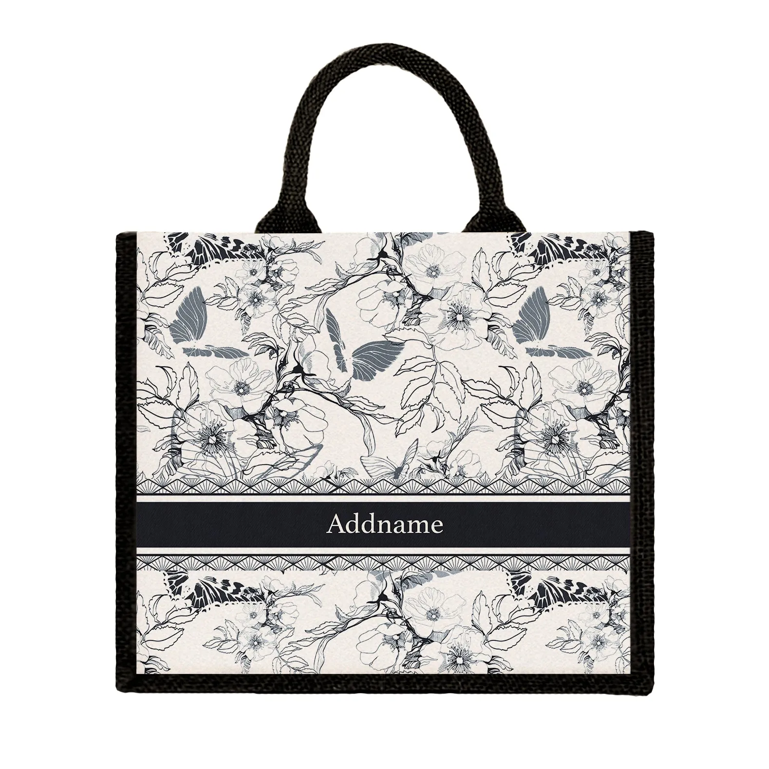 Wild Rose Artline Series Jute Tote Bag [FREE Custom Add Name]