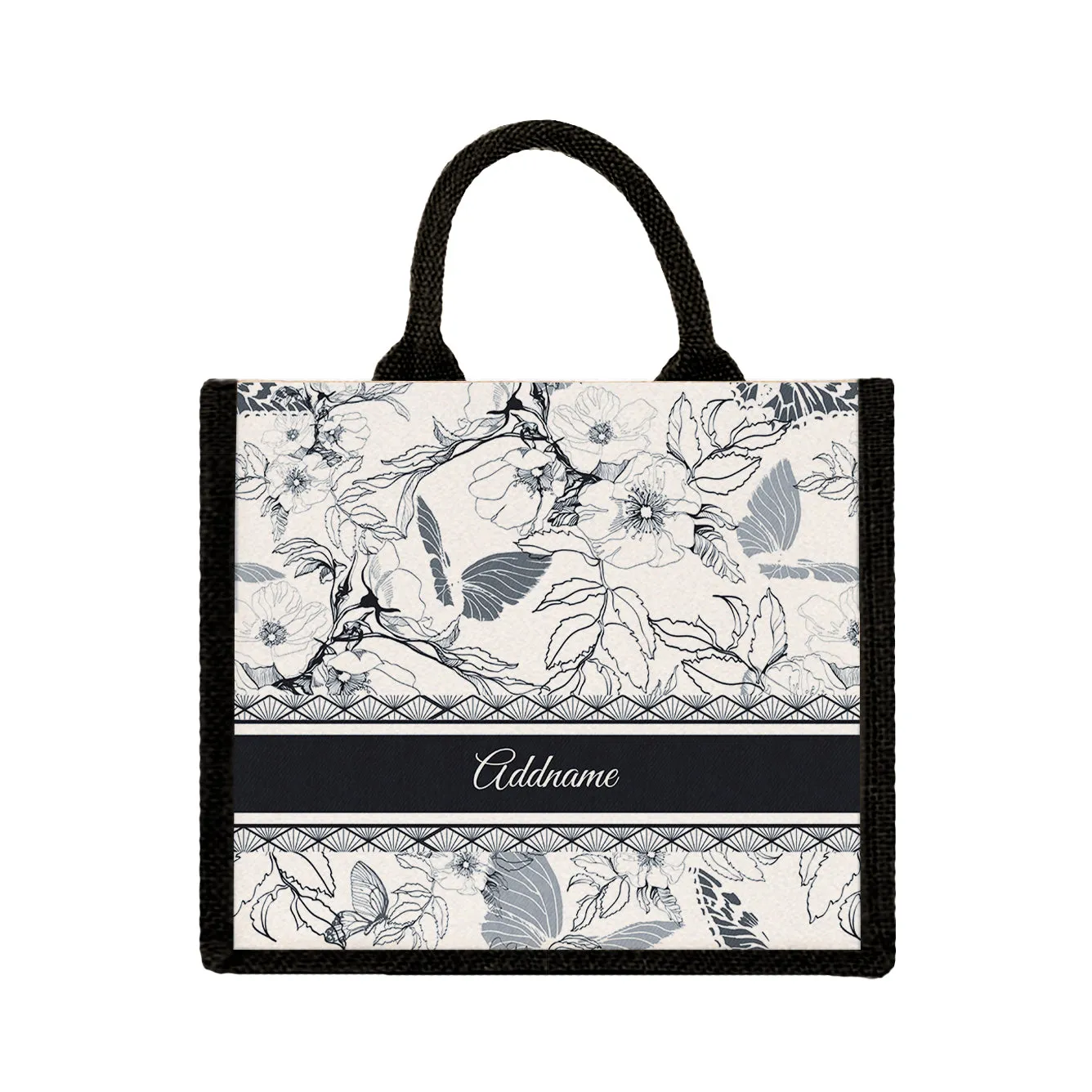 Wild Rose Artline Series Jute Tote Bag [FREE Custom Add Name]
