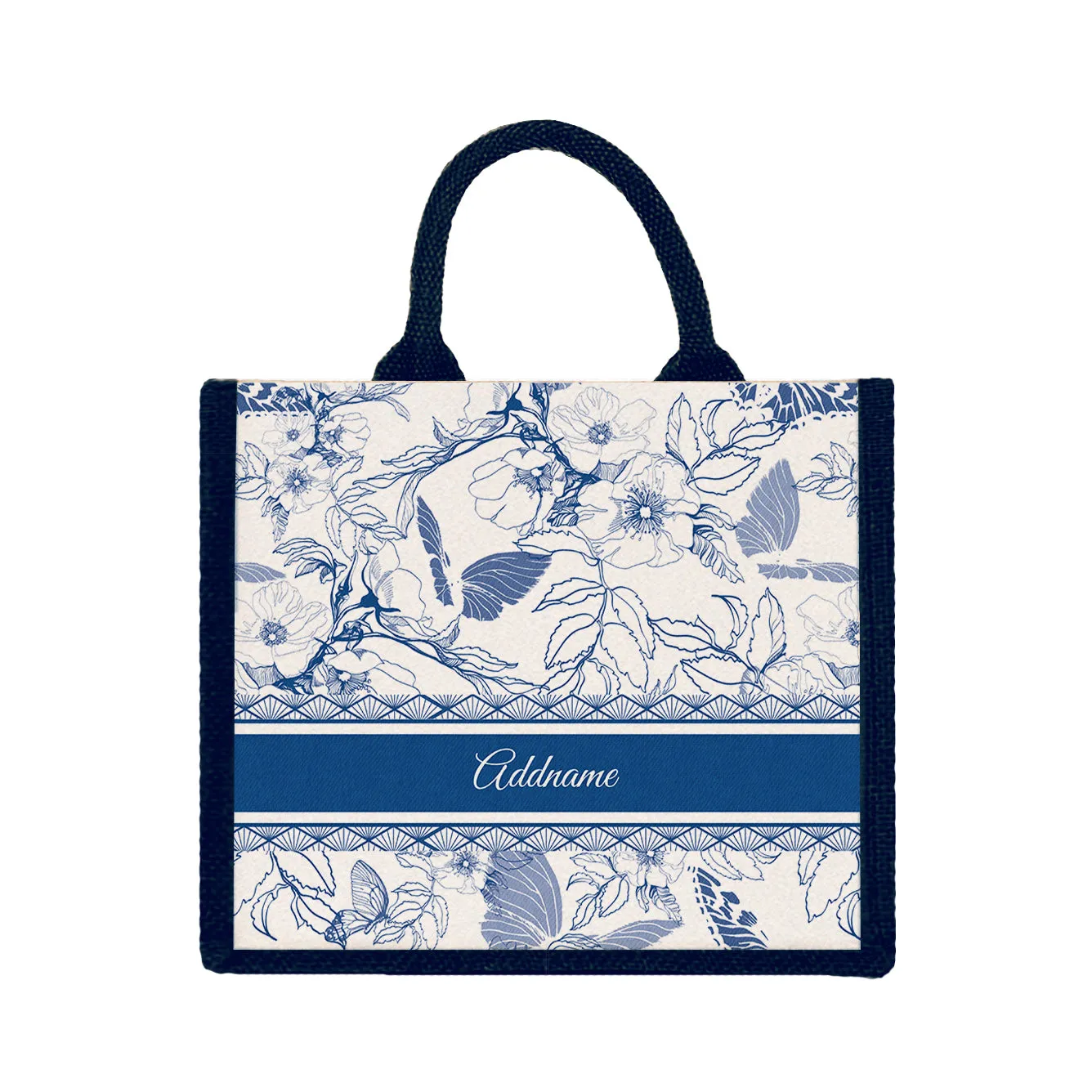 Wild Rose Artline Series Jute Tote Bag [FREE Custom Add Name]
