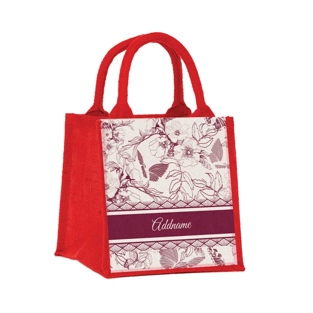 Wild Rose Artline Series Jute Tote Bag [FREE Custom Add Name]