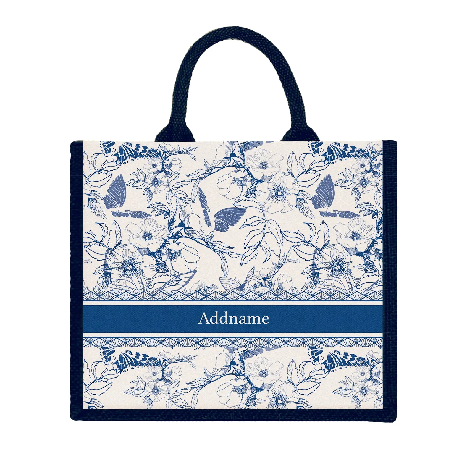 Wild Rose Artline Series Jute Tote Bag [FREE Custom Add Name]