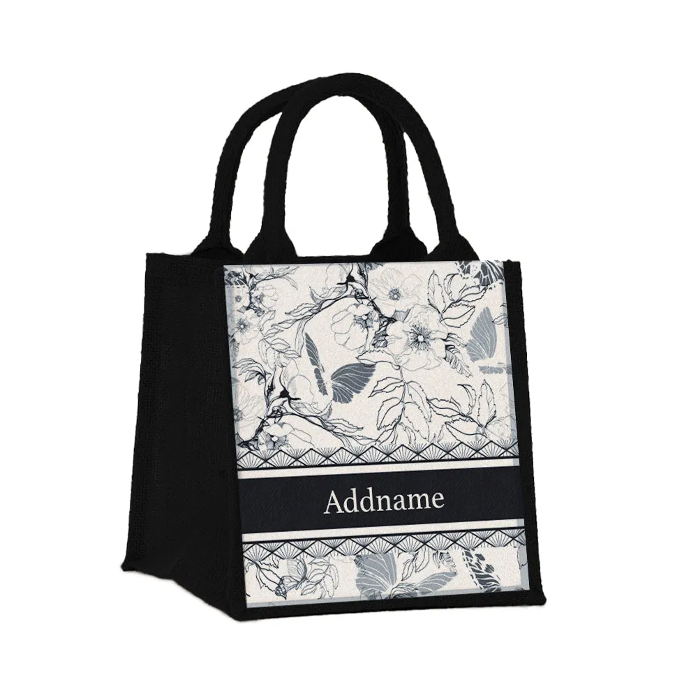 Wild Rose Artline Series Jute Tote Bag [FREE Custom Add Name]