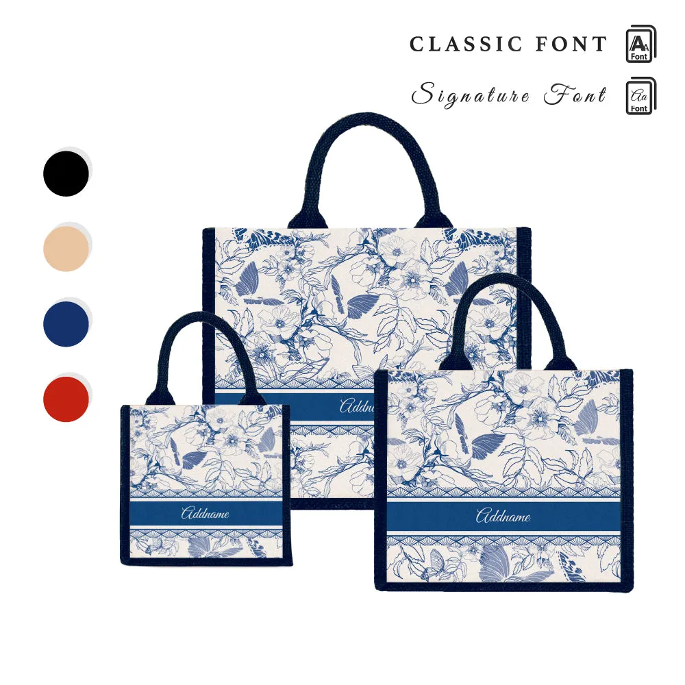 Wild Rose Artline Series Jute Tote Bag [FREE Custom Add Name]