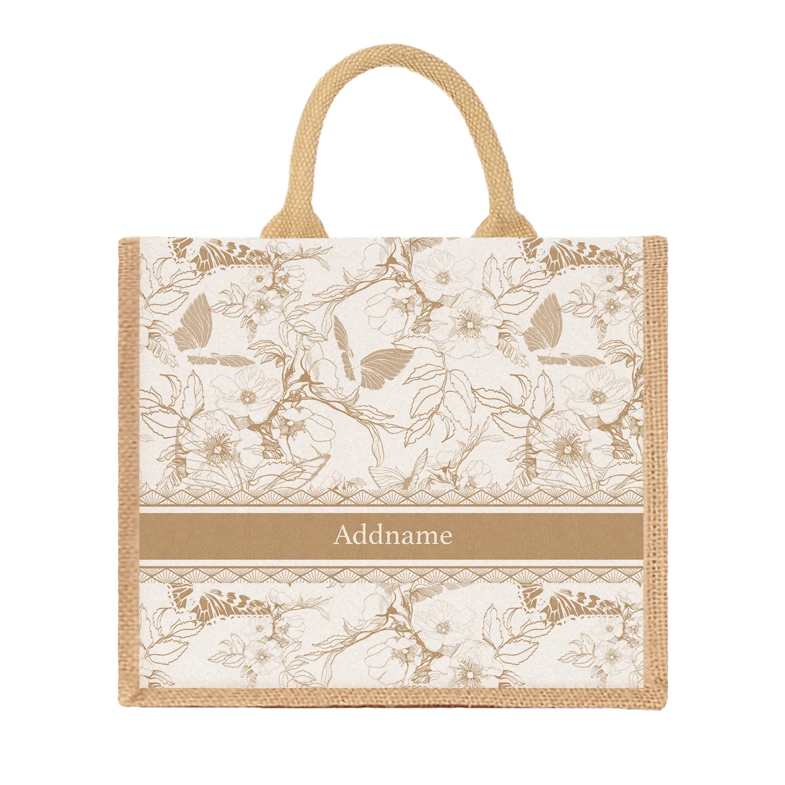Wild Rose Artline Series Jute Tote Bag [FREE Custom Add Name]