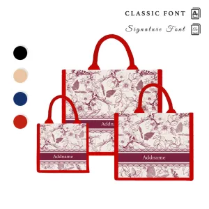 Wild Rose Artline Series Jute Tote Bag [FREE Custom Add Name]