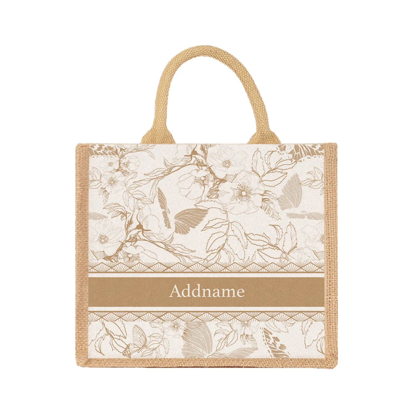 Wild Rose Artline Series Jute Tote Bag [FREE Custom Add Name]