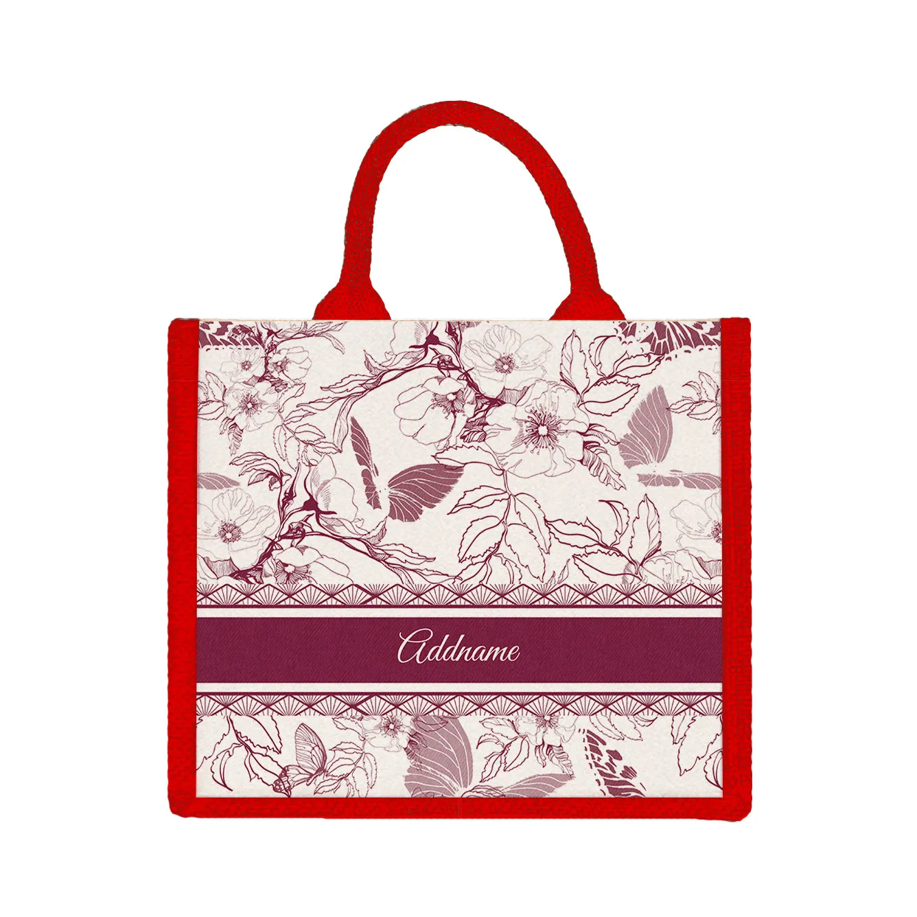 Wild Rose Artline Series Jute Tote Bag [FREE Custom Add Name]