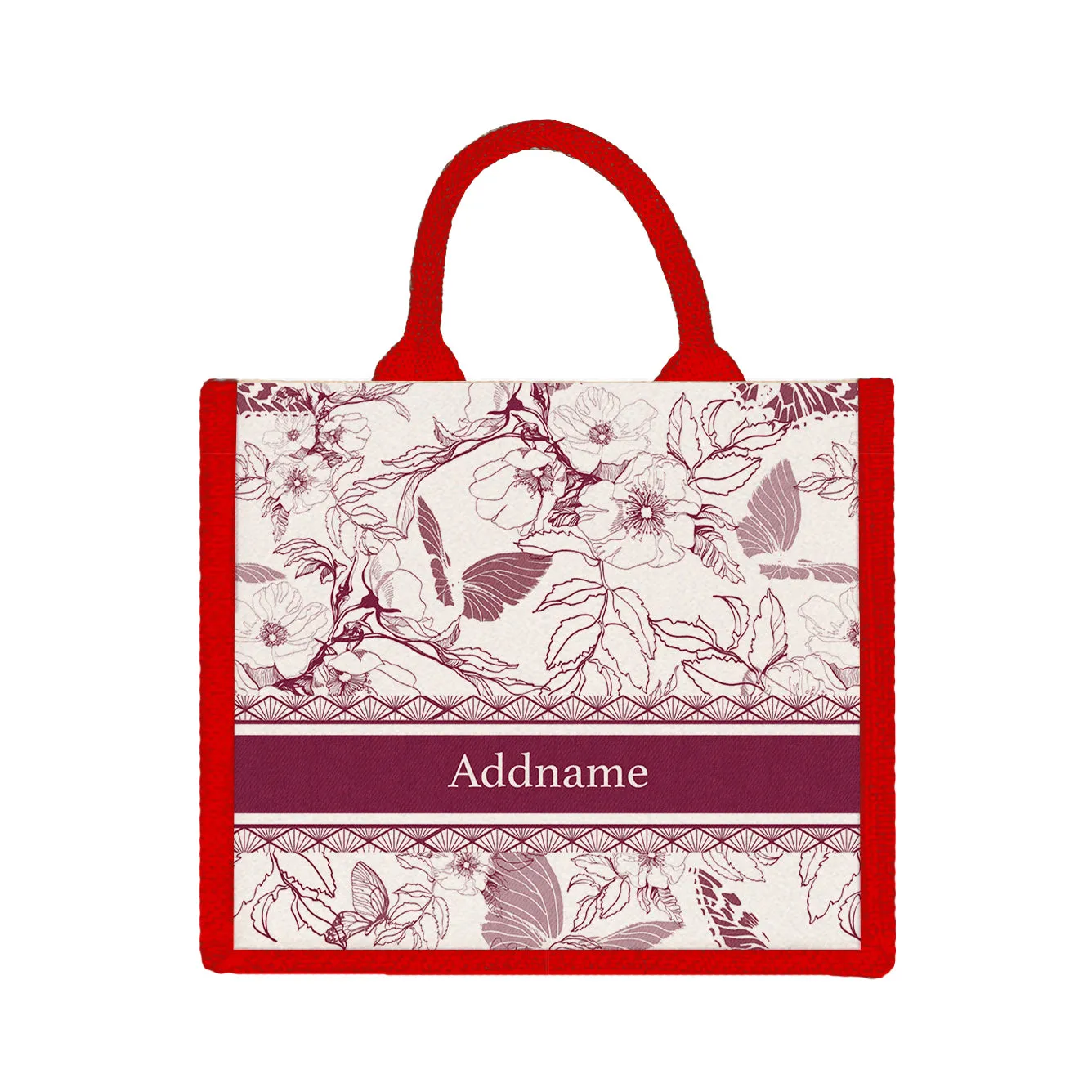 Wild Rose Artline Series Jute Tote Bag [FREE Custom Add Name]
